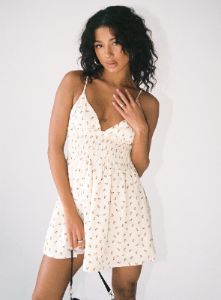 Roza Mini Dress Beige Petite sold by Princess Polly