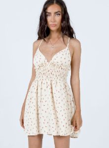 Roza Mini Dress Beige Petite sold by Princess Polly