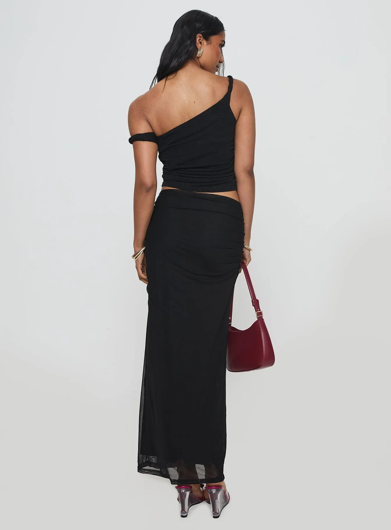 Mastermind Ruched Maxi Skirt Black sold by Princess Polly product image thumbnail 4