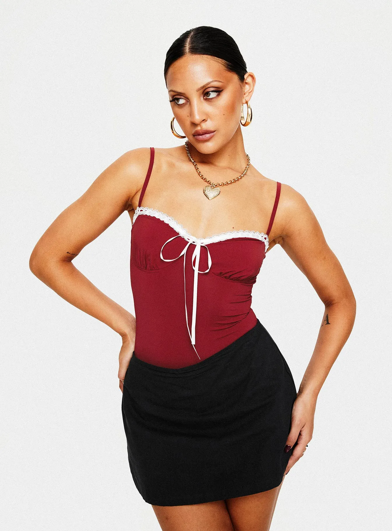 Damsel Bodysuit Burgundy sold by Princess Polly