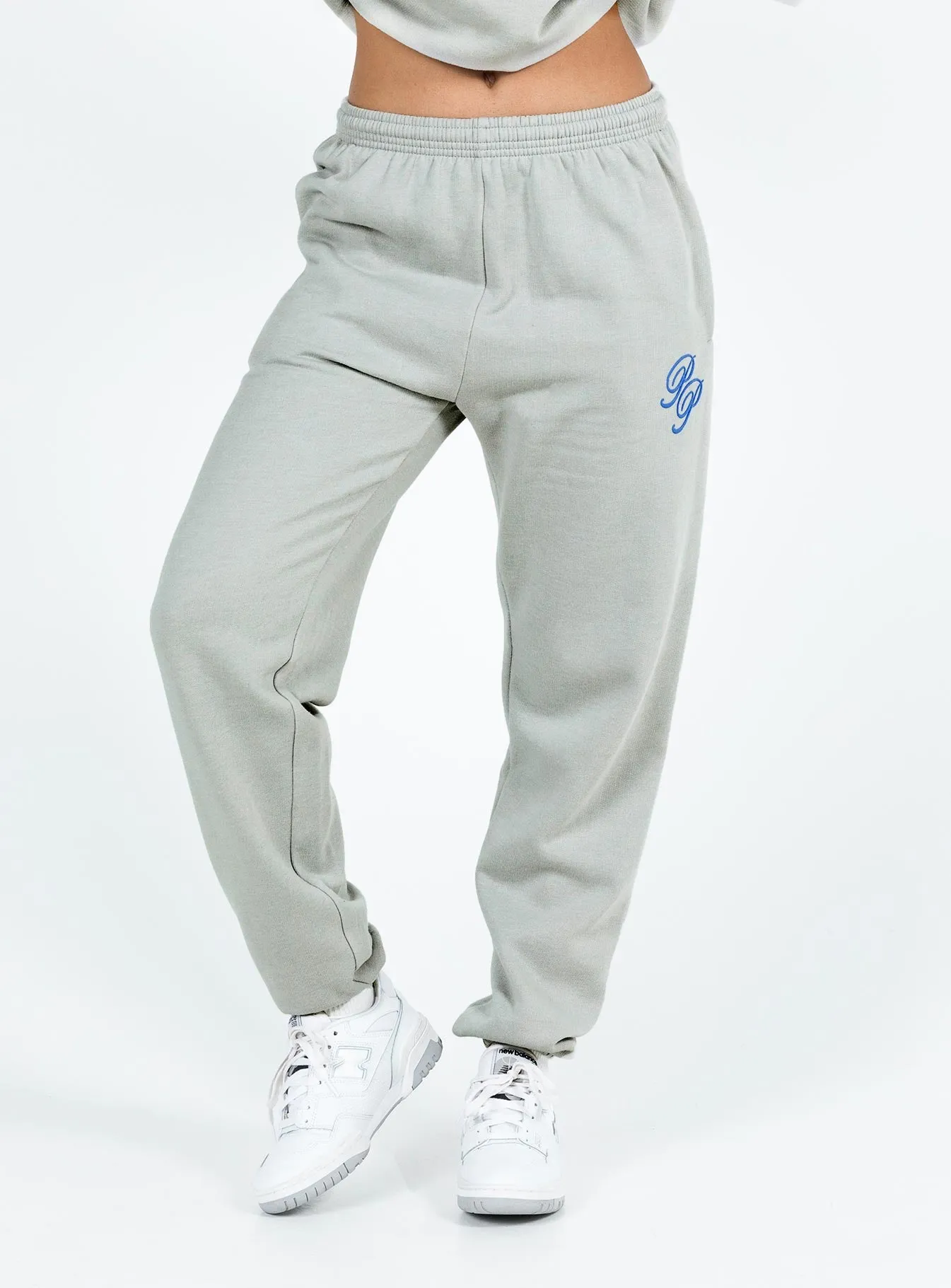 Princess Polly Track Pants Cursive Text Grey / Blue sold by Princess Polly product image thumbnail 2
