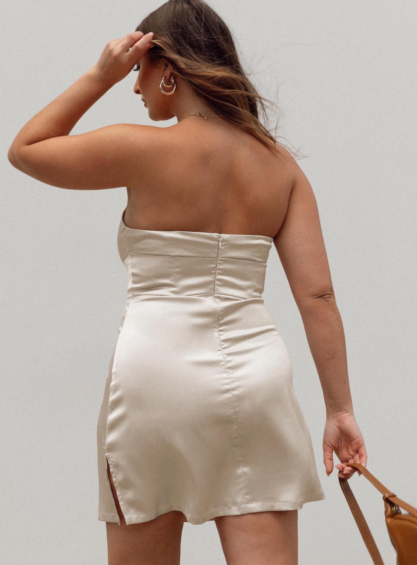 Belli Strapless Mini Dress Champagne sold by Princess Polly product image thumbnail 4