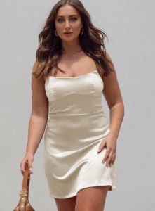 Belli Strapless Mini Dress Champagne sold by Princess Polly