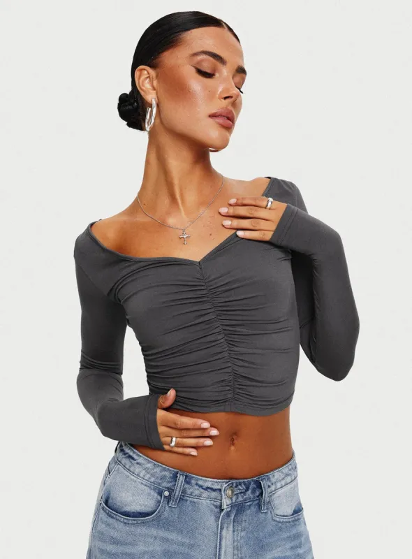 Moylan Long Sleeve Top Grey sold by Princess Polly