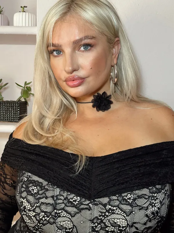 Pretty In Pink Rose Necklace Black sold by Princess Polly