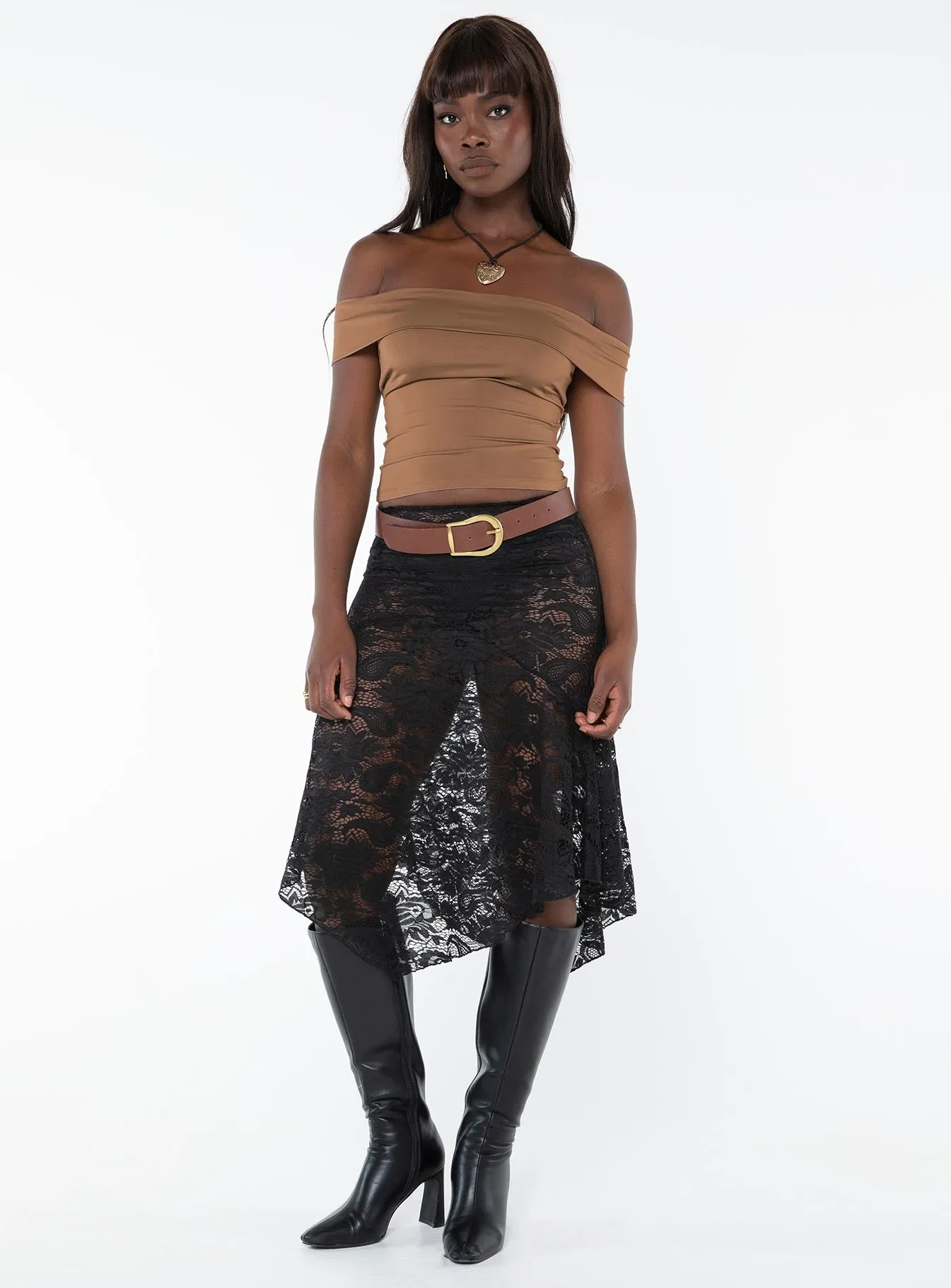 Hamlin Off The Shoulder Top Brown sold by Princess Polly product image thumbnail 3