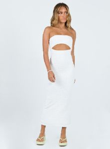 Talena Strapless Midi Dress White sold by Princess Polly