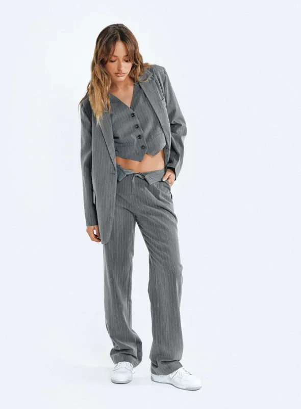 Purley Pinstripe Pants Grey sold by Princess Polly