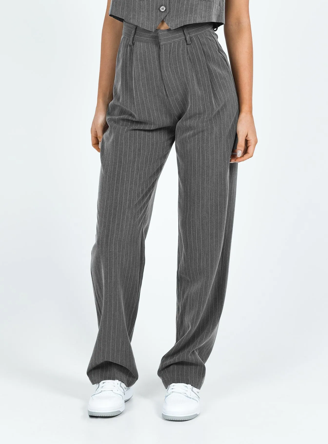 Purley Pinstripe Pants Grey sold by Princess Polly product image thumbnail 2