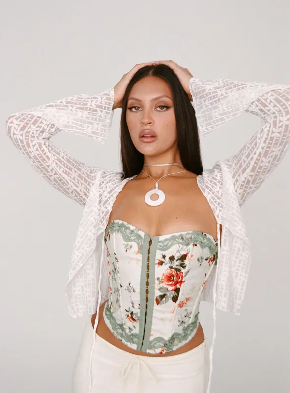 Nucci Lace Long Sleeve Top White sold by Princess Polly