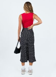 Mabel Midi Skirt Black Polka Dot sold by Princess Polly