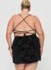 Celena Mini Dress Burn Out Black Curve sold by Princess Polly