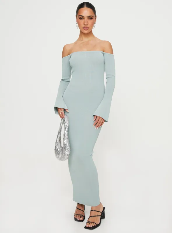 Parisa Off The Shoulder Maxi Dress Grey Marle sold by Princess Polly