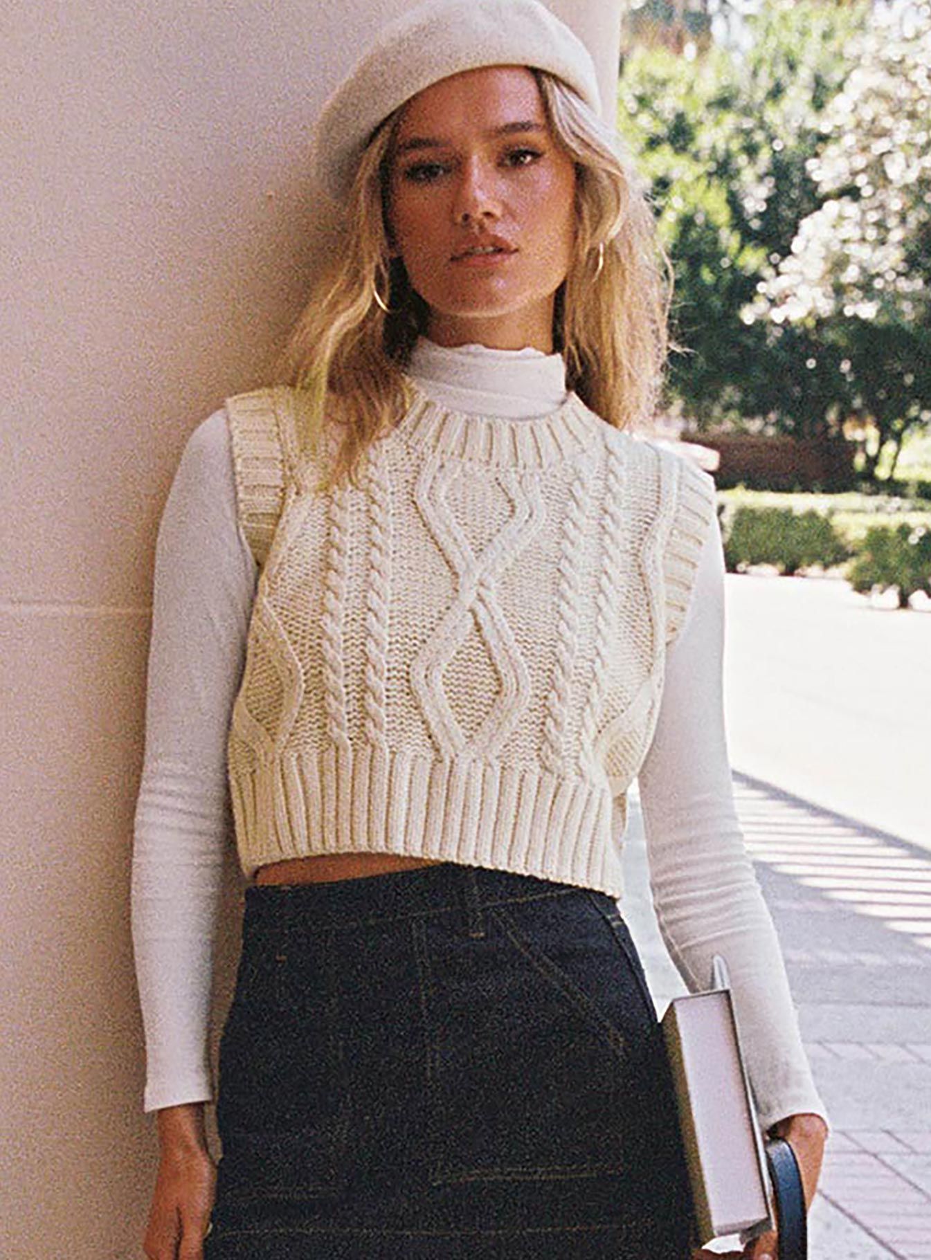 Carey Sweater Vest Beige sold by Princess Polly