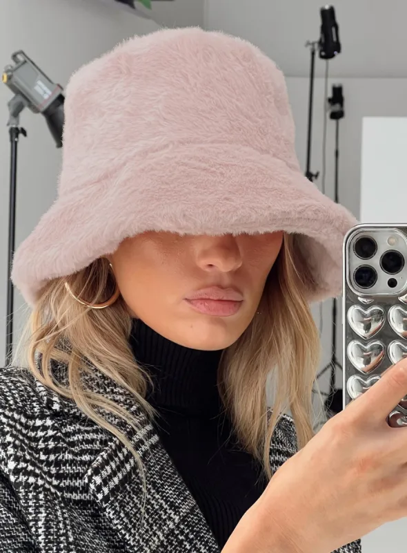 Theo Plush Bucket Hat Blush sold by Princess Polly