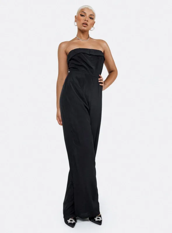 Josia Strapless Jumpsuit Black sold by Princess Polly