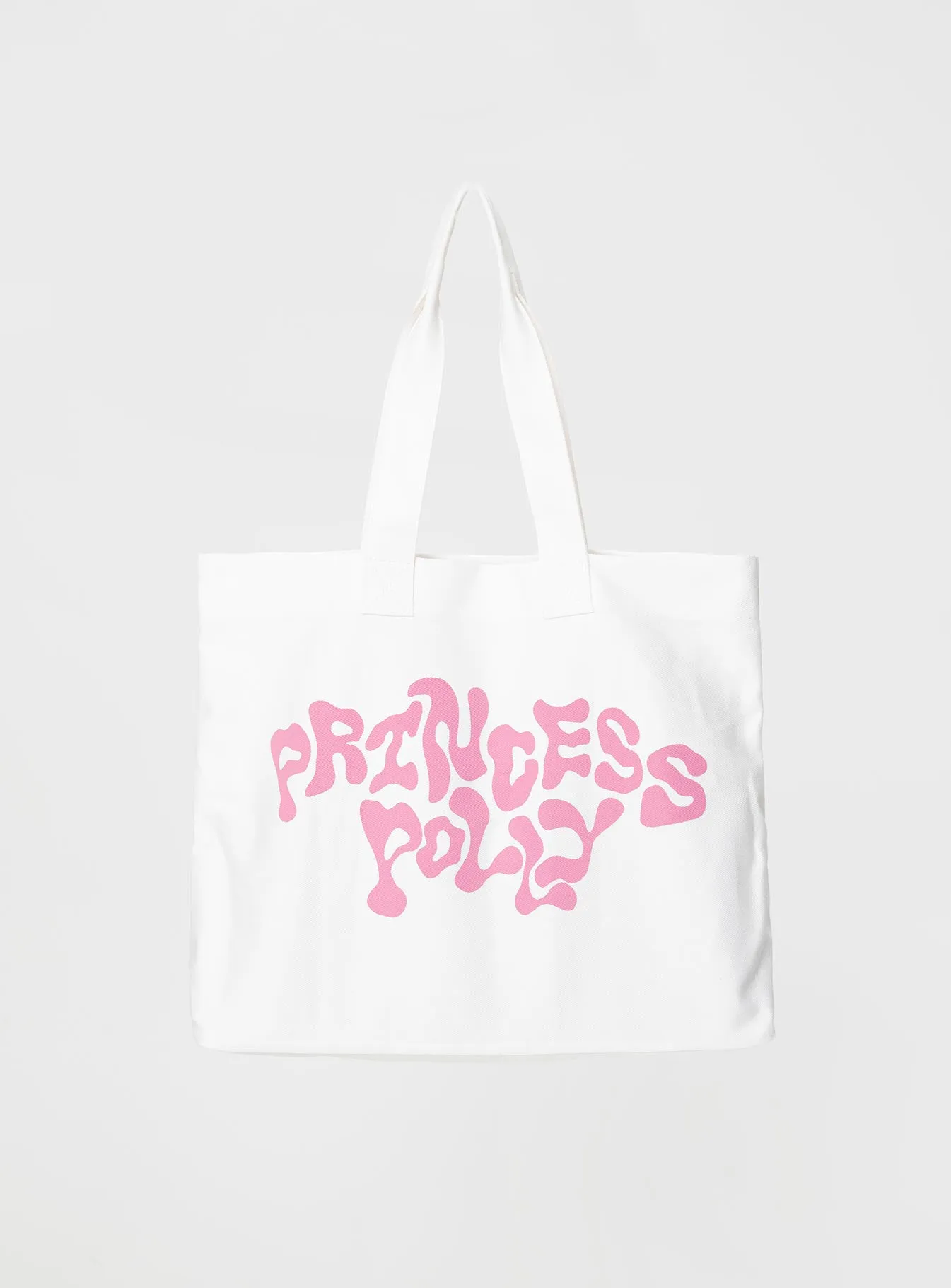 Princess Polly Tote Bag Squiggle Text White / Pink sold by Princess Polly product image thumbnail 2