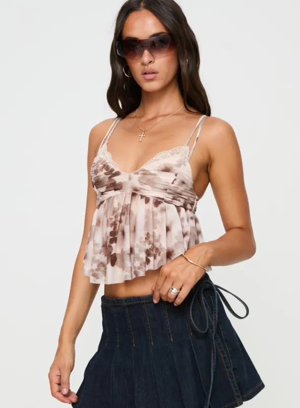 Corella Top Beige Floral sold by Princess Polly