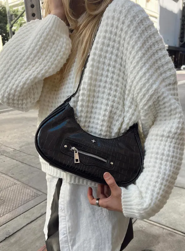 Peta & Jain Moto Black Croc sold by Princess Polly