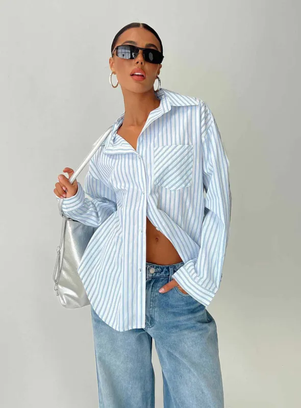 Sellars Shirt Blue / White sold by Princess Polly
