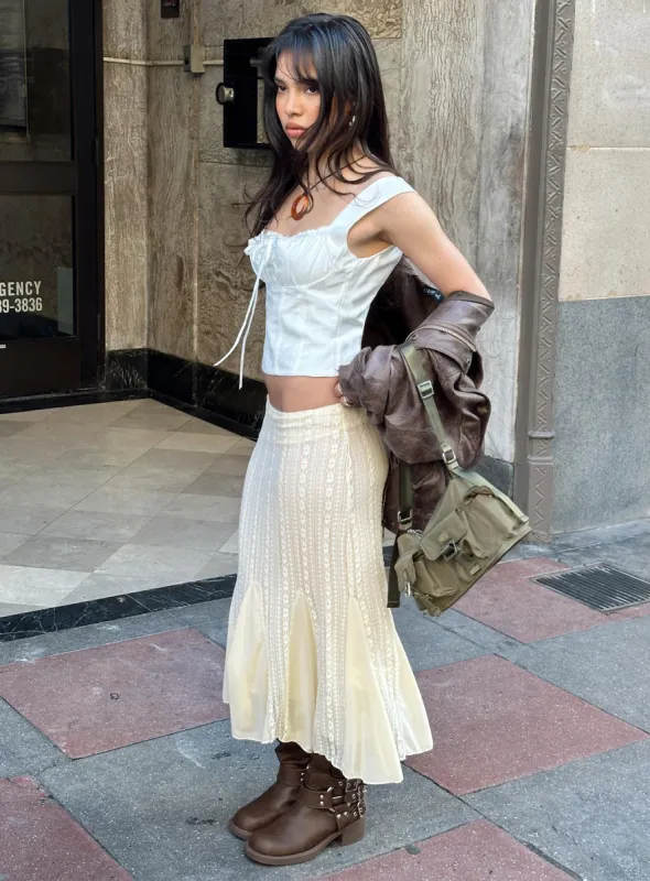 Betharia Midi Skirt Cream sold by Princess Polly