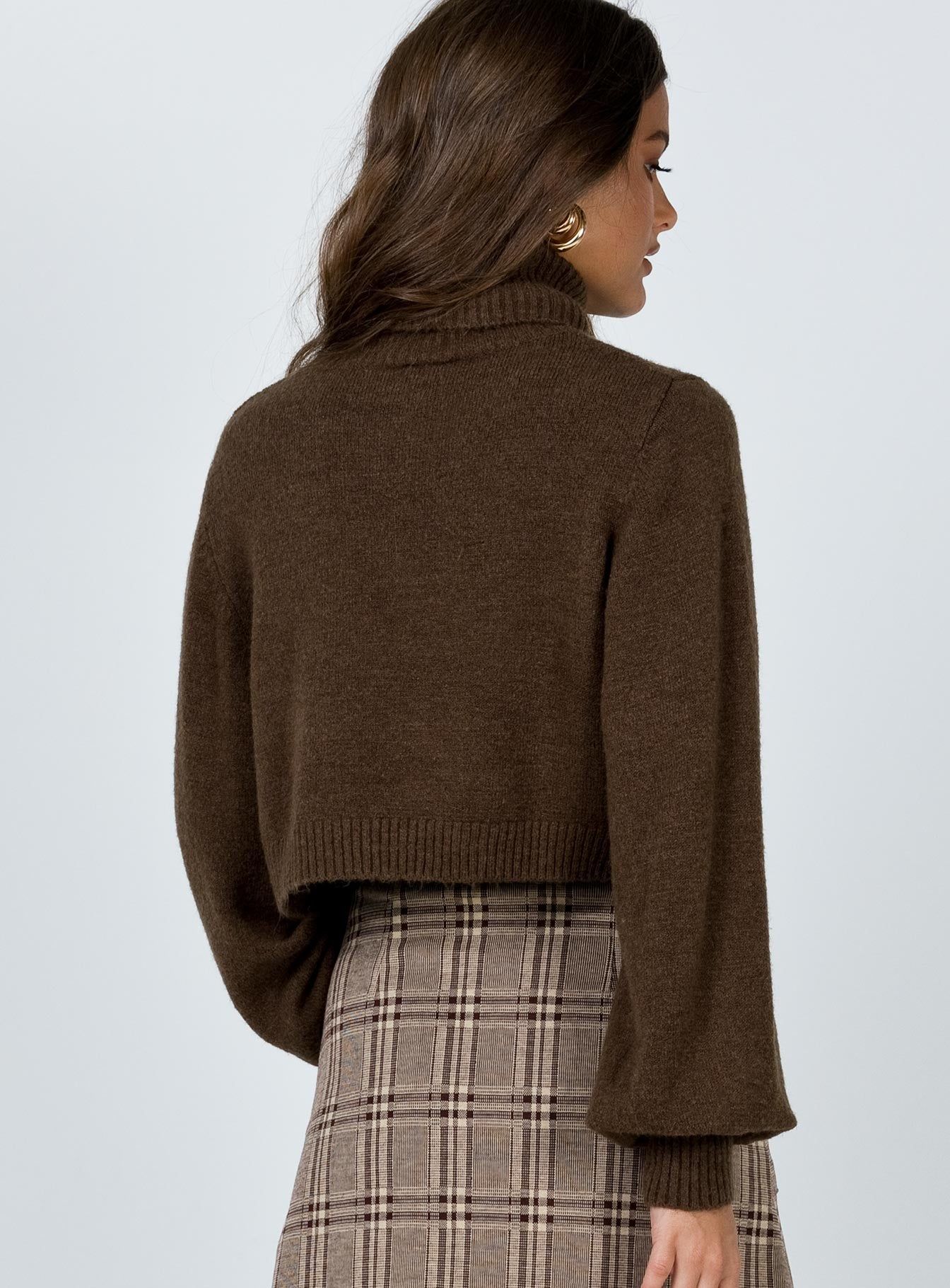 Zahara Cropped Turtleneck Sweater Brown sold by Princess Polly product image thumbnail 5