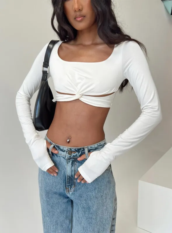 Brigham Long Sleeve Top White sold by Princess Polly