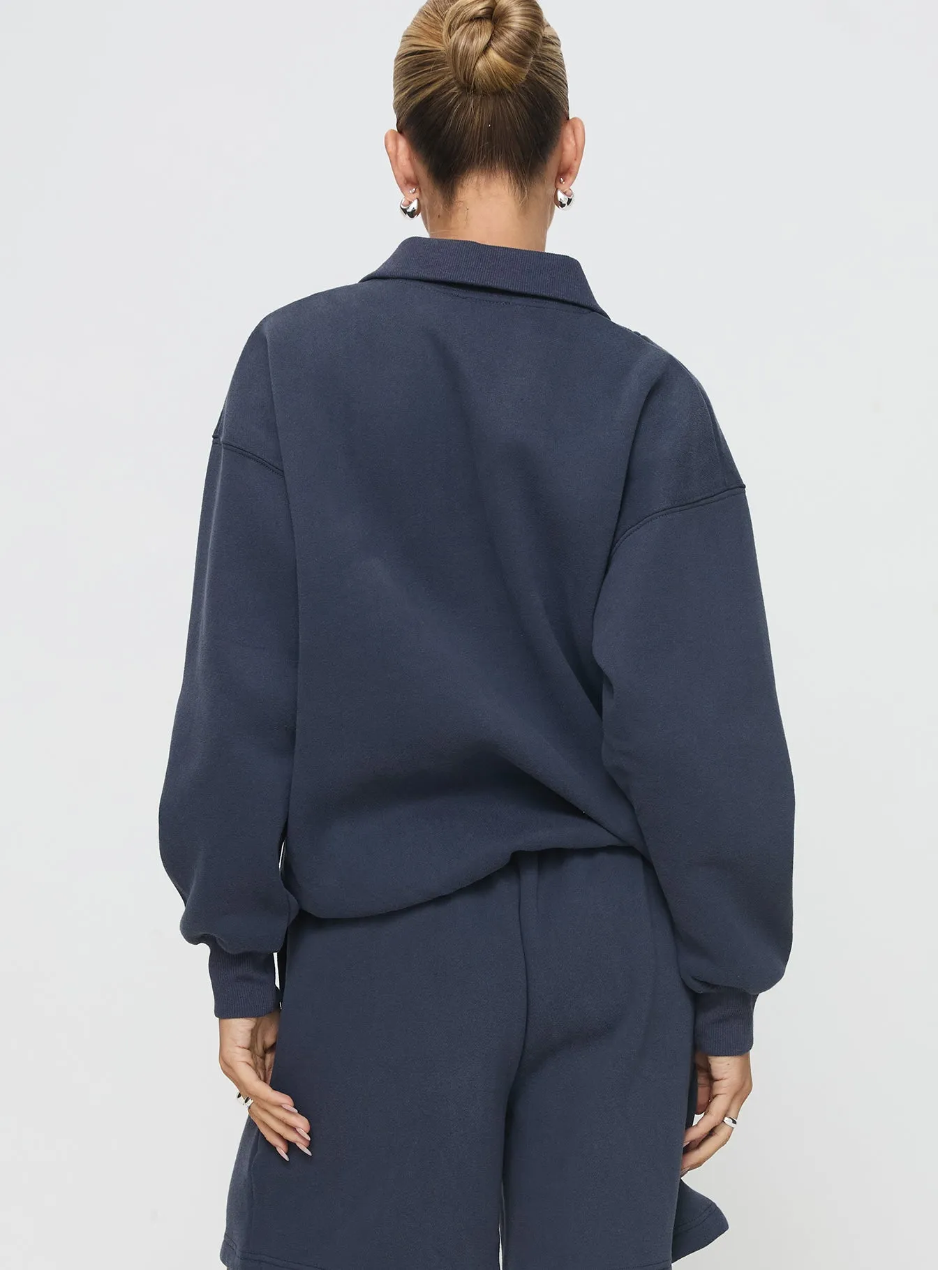 Dream Fleece Quarter Zip Sweatshirt Navy sold by Princess Polly product image thumbnail 5