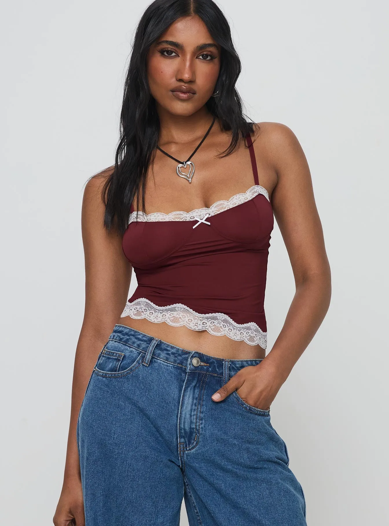 Top Model Cami Burgundy sold by Princess Polly product image thumbnail 2