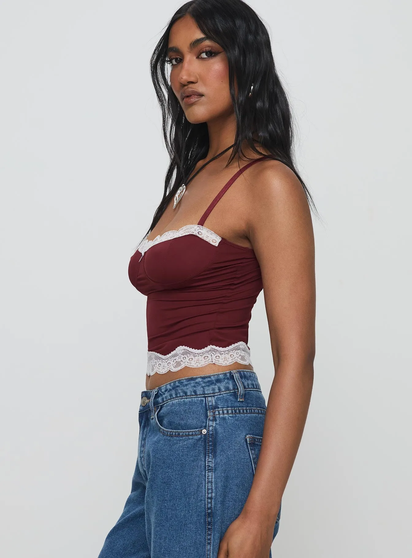 Top Model Cami Burgundy sold by Princess Polly product image thumbnail 4