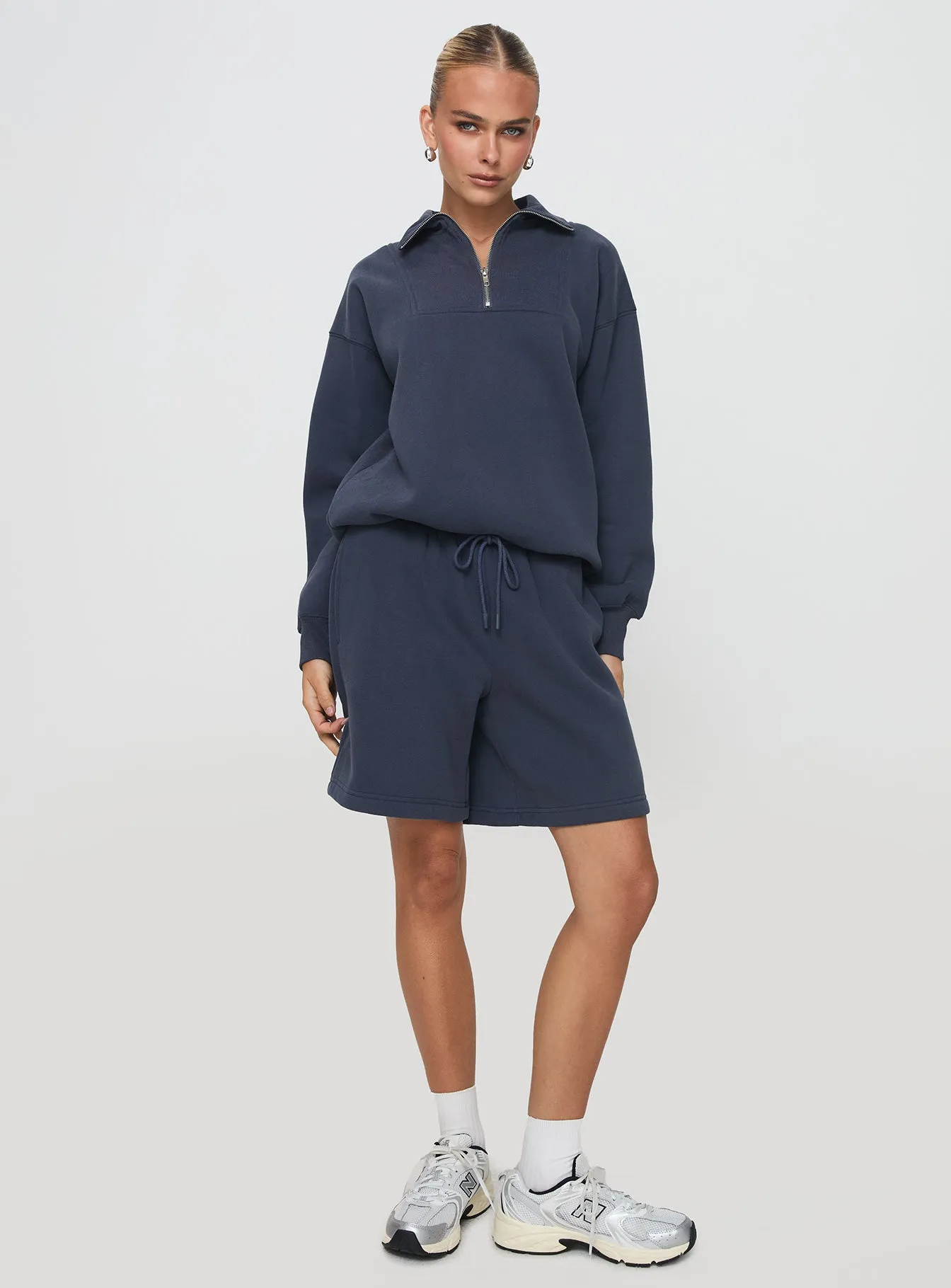 Dream Fleece Quarter Zip Sweatshirt Navy sold by Princess Polly product image thumbnail 3