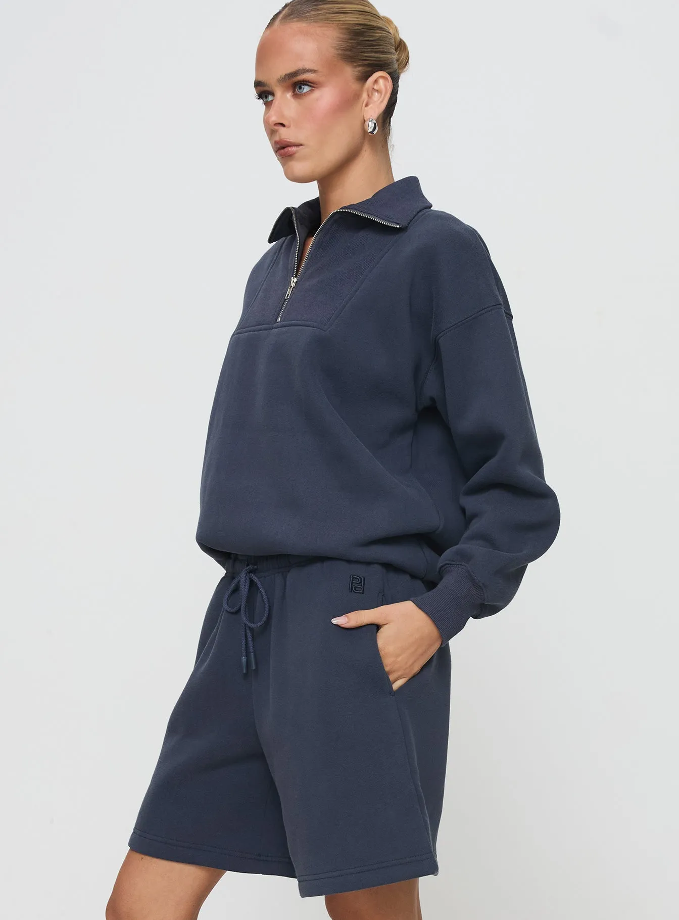 Dream Fleece Quarter Zip Sweatshirt Navy sold by Princess Polly product image thumbnail 4