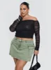 Zakai Cargo Denim Mini Skirt Green Curve sold by Princess Polly