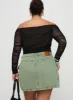 Zakai Cargo Denim Mini Skirt Green Curve sold by Princess Polly