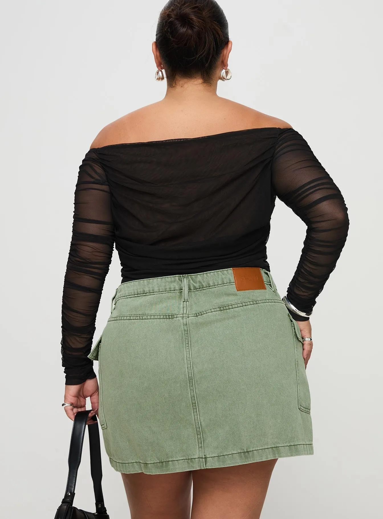 Zakai Cargo Denim Mini Skirt Green Curve sold by Princess Polly product image thumbnail 5