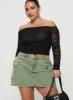 Zakai Cargo Denim Mini Skirt Green Curve sold by Princess Polly