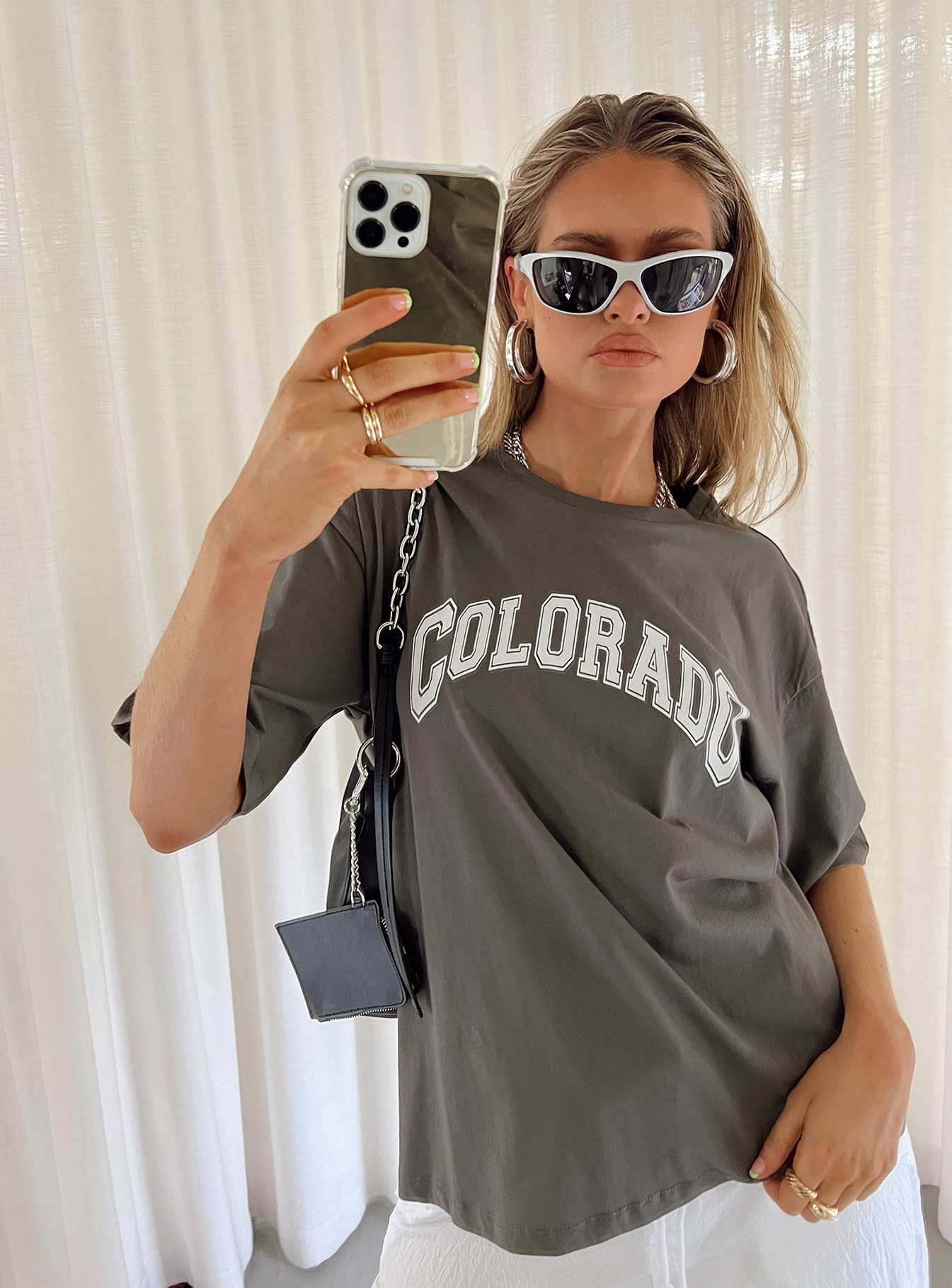Colorado Dreaming Oversized Tee Charcoal sold by Princess Polly