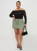 Zakai Cargo Denim Mini Skirt Green Curve sold by Princess Polly