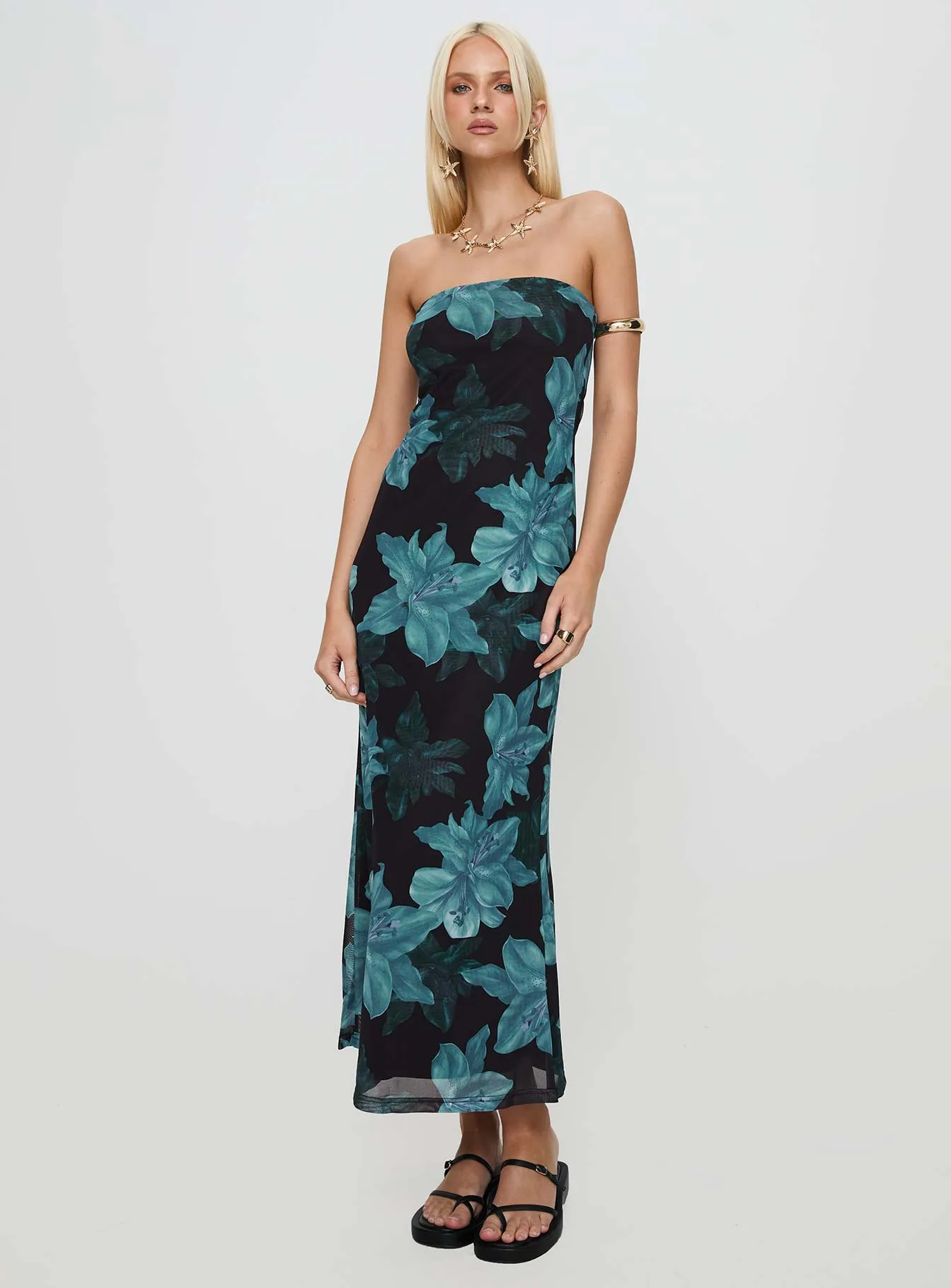 Celik Maxi Dress Black / Blue Floral sold by Princess Polly product image thumbnail 2