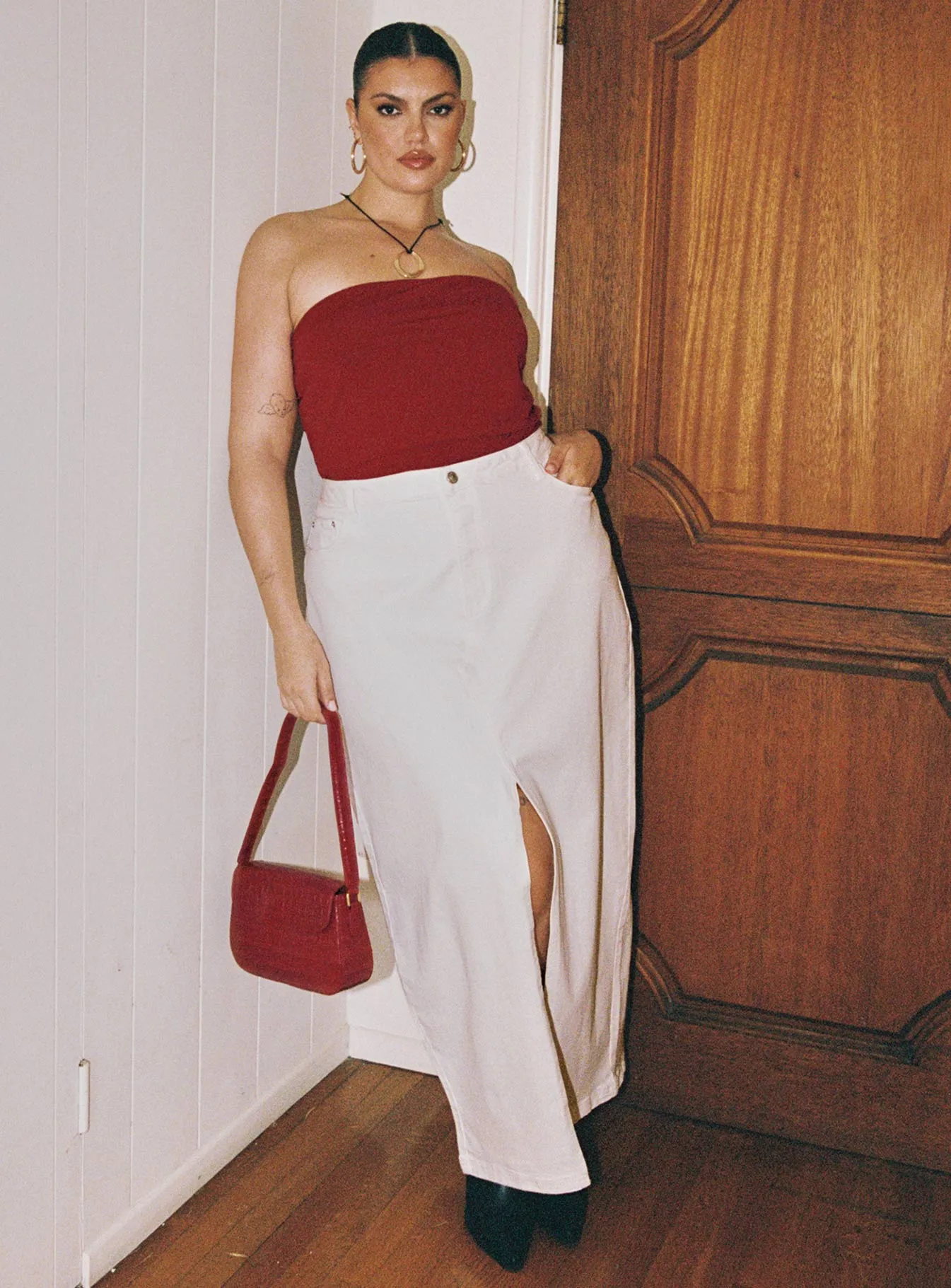 Batkins Maxi Skirt Cream Curve sold by Princess Polly product image thumbnail 3