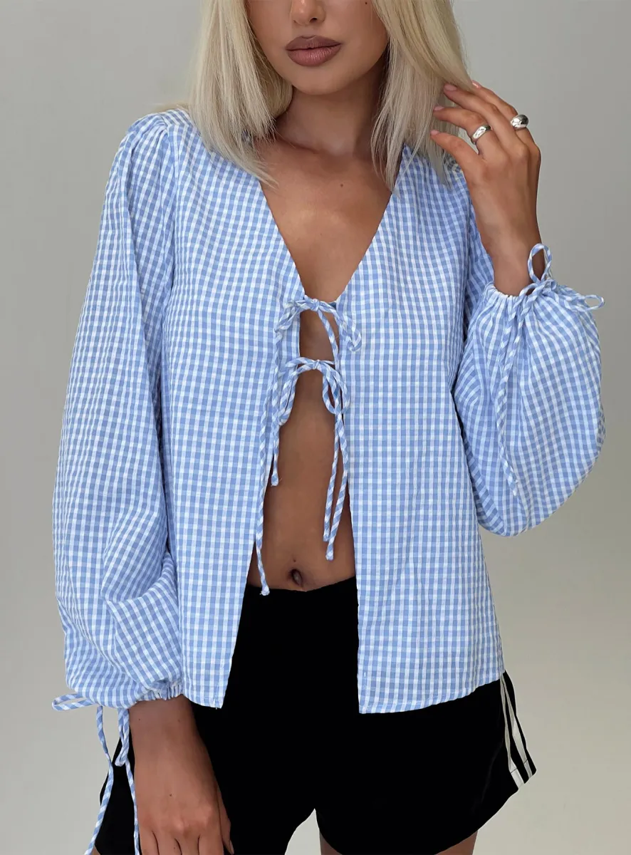 Slide Away Top Blue sold by Princess Polly
