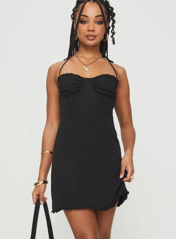 Fusilloni Mini Dress Black sold by Princess Polly