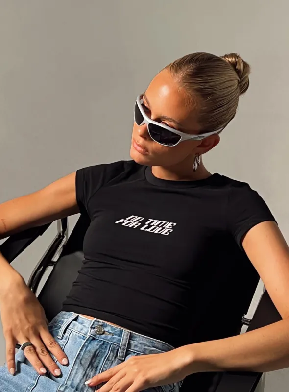 No Time For Love Tee Black sold by Princess Polly