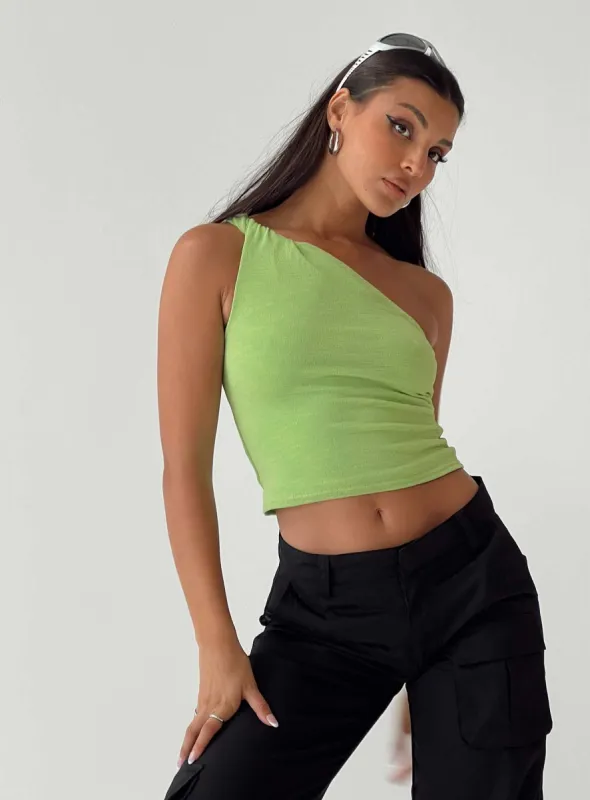 Moda One Shoulder Top Green sold by Princess Polly
