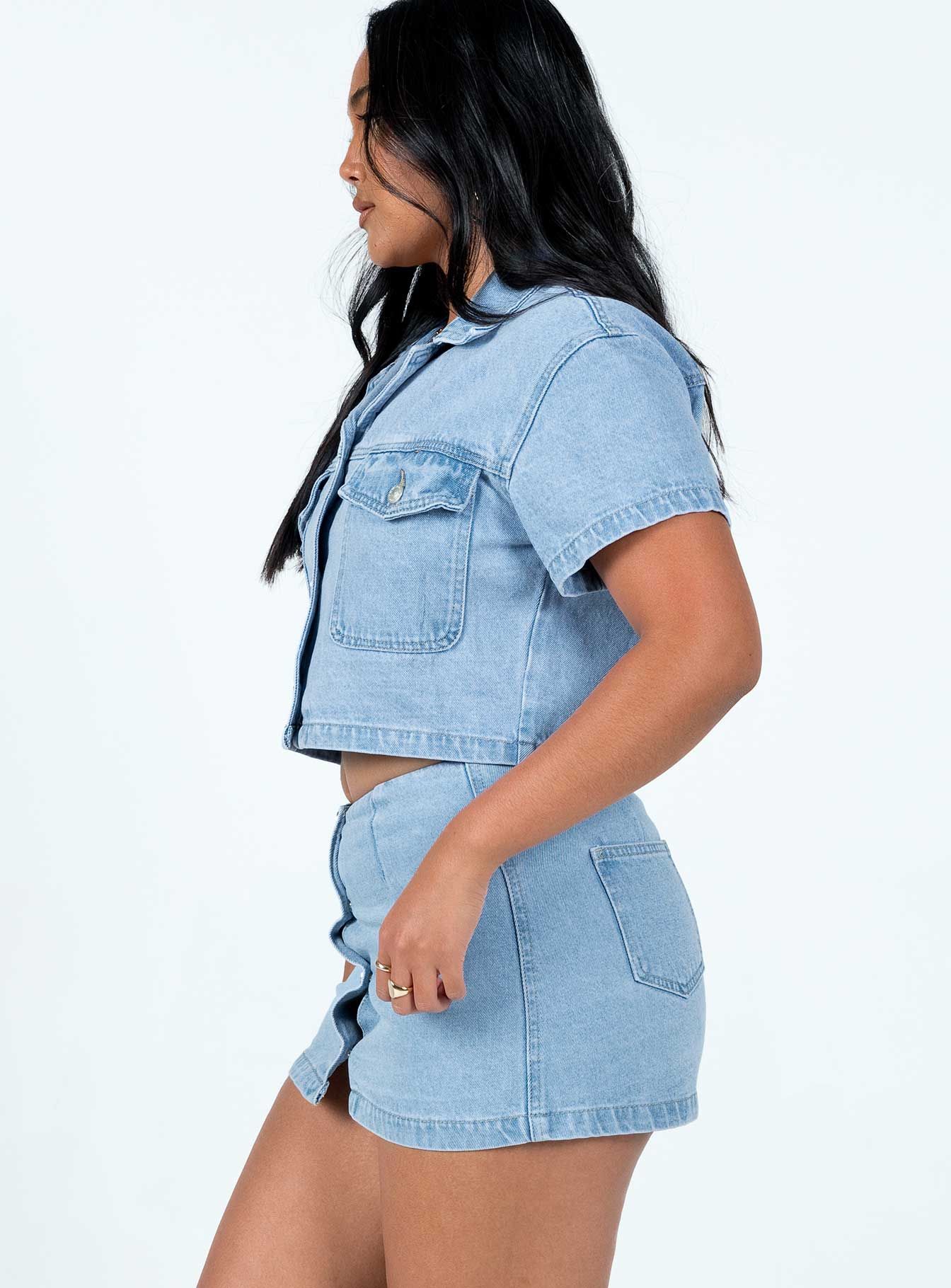 The Justin Mini Skirt Denim sold by Princess Polly product image thumbnail 4