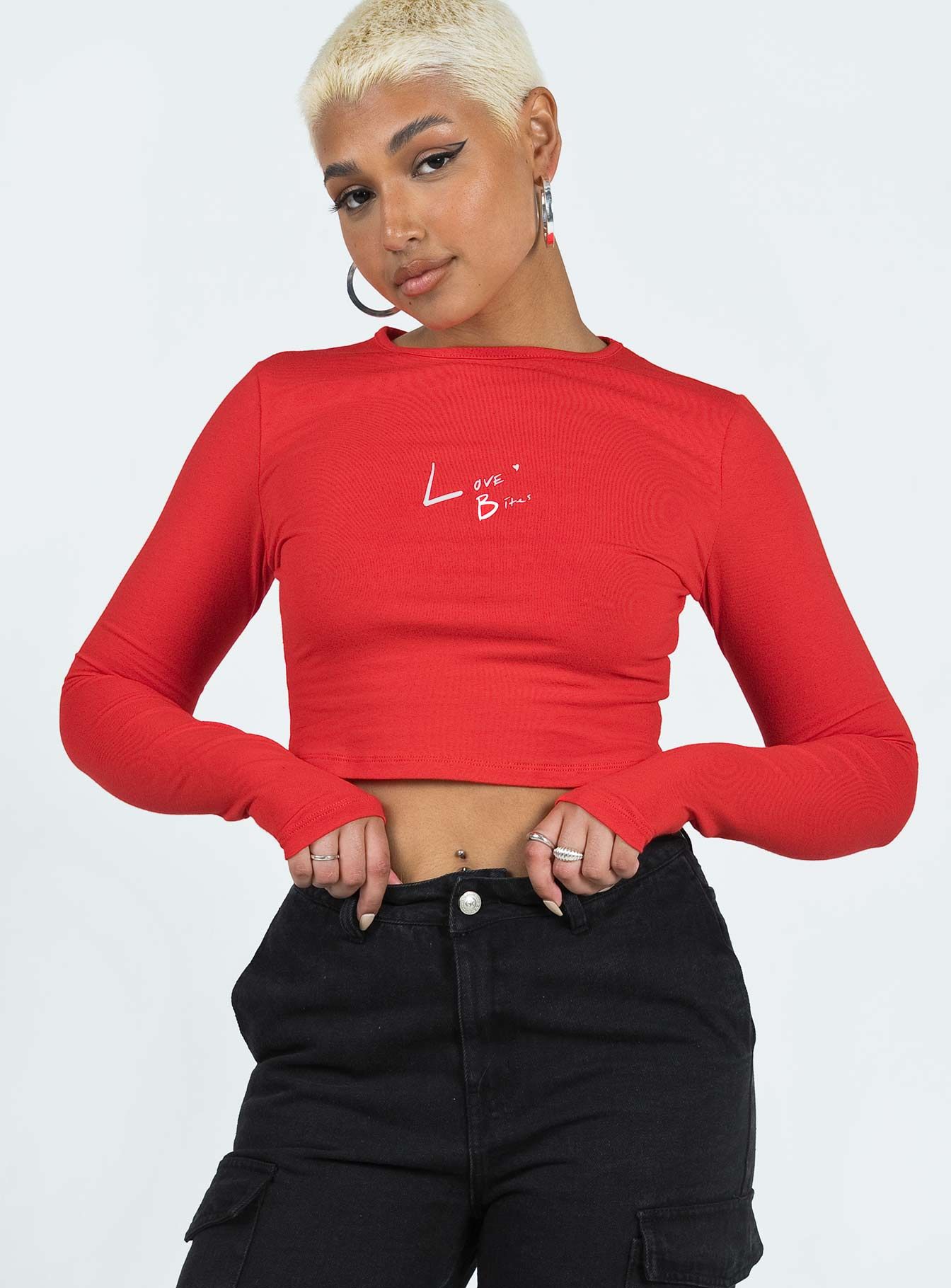 Love Bites Long Sleeve Top Red sold by Princess Polly