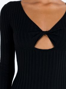 Dreama Long Sleeve Mini Dress Black sold by Princess Polly