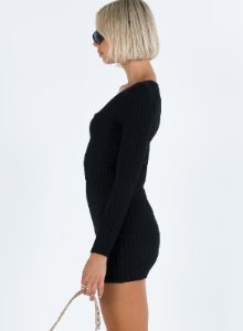 Dreama Long Sleeve Mini Dress Black sold by Princess Polly