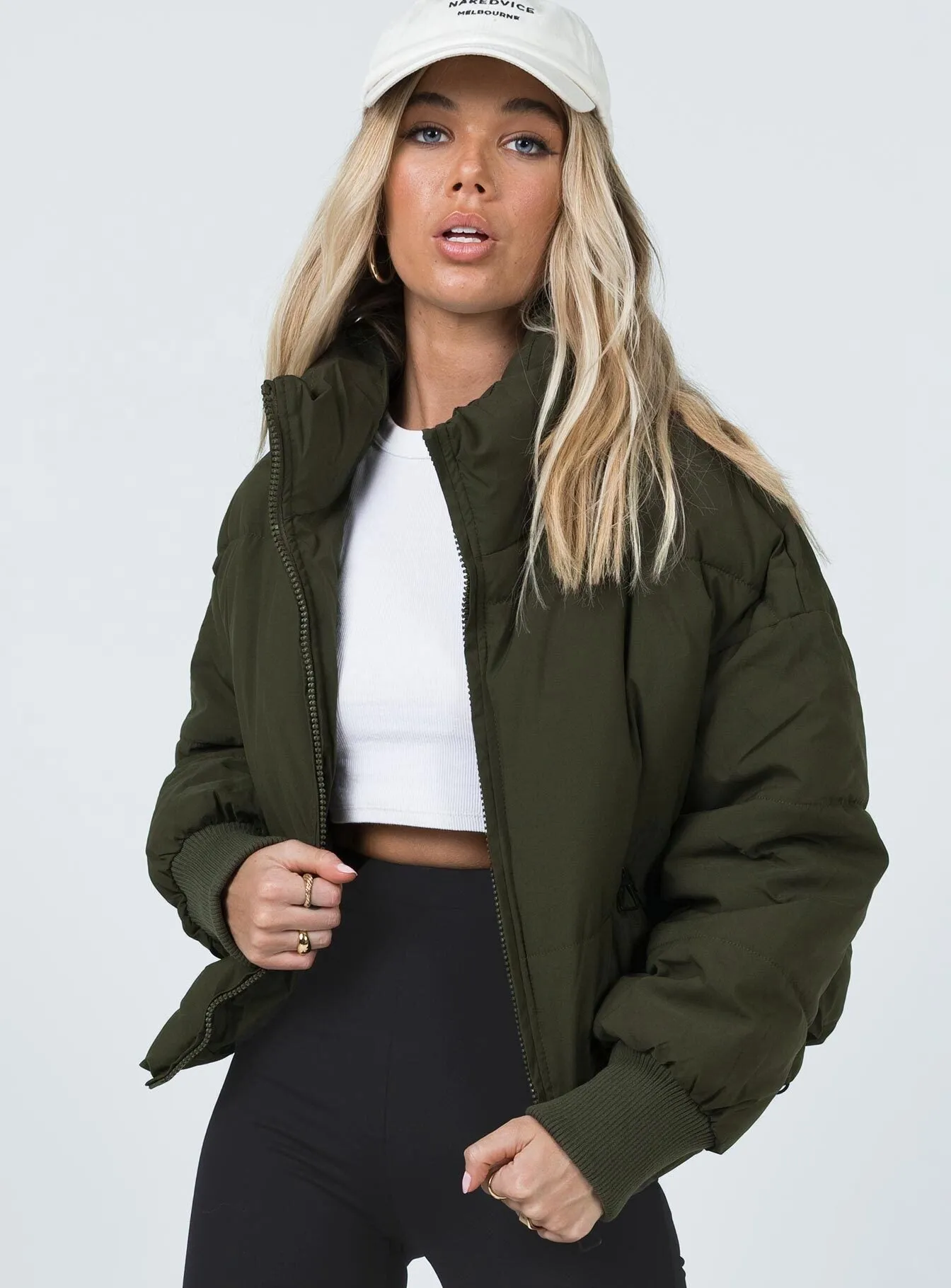 Abe Puffer Jacket Khaki sold by Princess Polly product image thumbnail 2