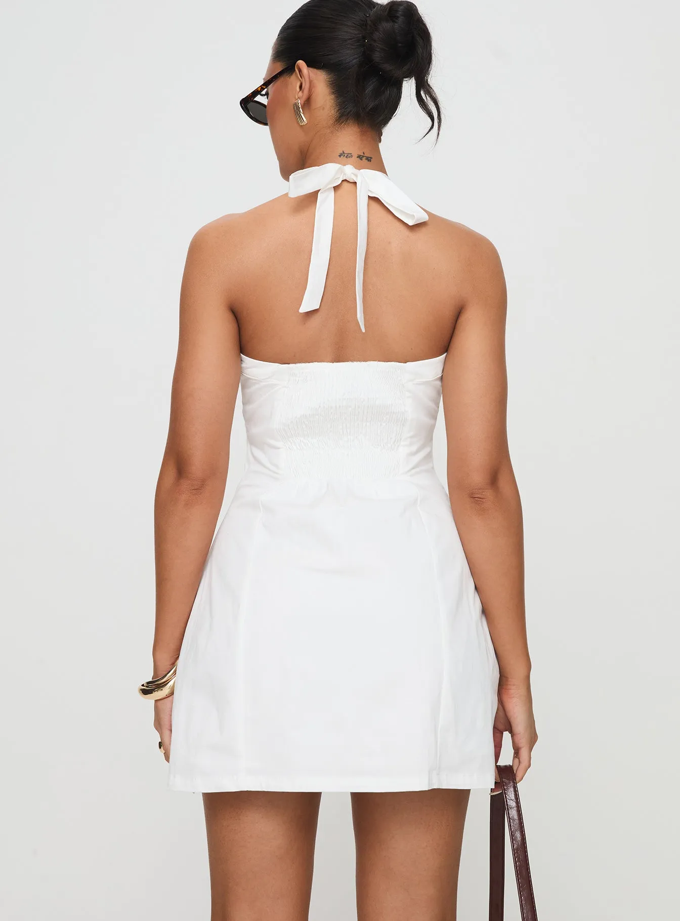 Mallorie Halter Mini Dress White sold by Princess Polly product image thumbnail 5